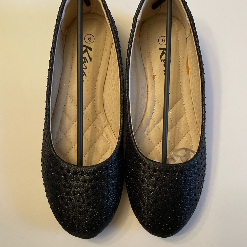 Black Perforated Ballet Flats with Rounded Toe